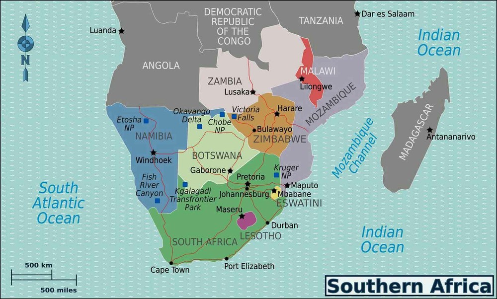 Map of Southern Africa School Teacher Homeschool Classroom Wall Art Poster Print