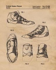 Classic Basketball Sneakers Patent Prints, 4 (8×10) Art Decor Home Work Office