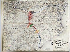 Reproduction 1881 Colton Map Cincinnati, VA, & Carolina Railway 18 x 24″ #15489