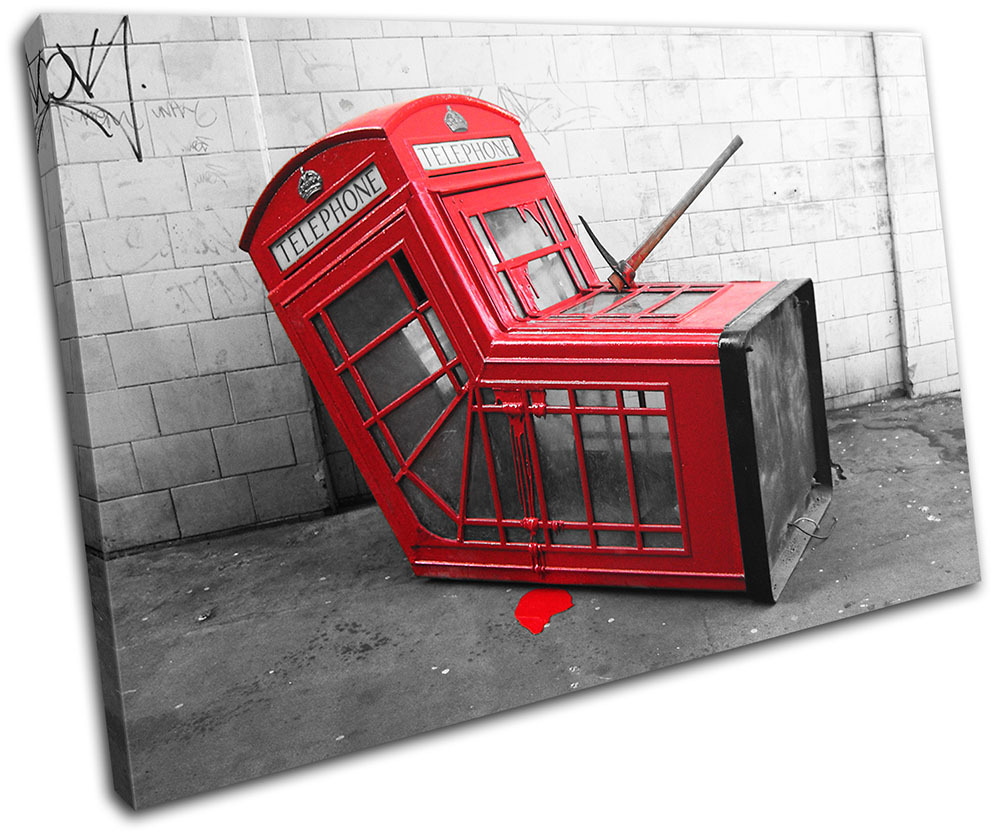 Telephone Box Banksy Street SINGLE CANVAS WALL ART Picture Print VA