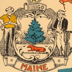 Color Pictorial Map of Maine Boothbay Harbor and vicinity Old Dirigo circa 1931