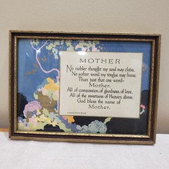 Antique Mother Poem Framed Print 1925 Art Nouveau Floral Cottage Victorian Decor
