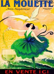 15069.Wall Decor Poster.Vintage Interior Art.La Mouette Absinthe Liquor Ad Bar