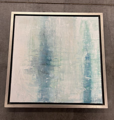 AMEA Artwork Calafia Cliffs Abstract Framed Canvas Print Blue/White 20×20