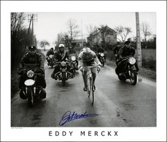 Eddy Merckx Signed Print, Paris-Nice 1967, 24 x 20 Inch Cycling Photograph