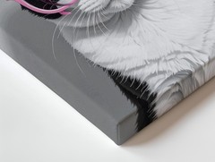 Pink Glasses Cat Canvas Minimalist Black & White Feline With Retro Charm Some