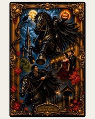 Legend Of Sleepy Hollow Headless Horseman Wall Art Gothic Halloween Print 24×36