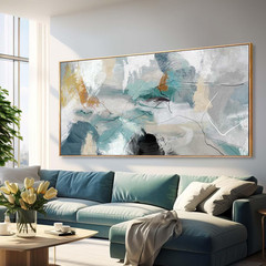 Green & White Abstract Canvas Art – 36″x70″ Contemporary Wall Decor