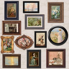 12 Pcs Vintage Picture Frames for Wall or Tabletop Display Ornate French Country