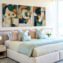 3 Pieces Modern Abstract Geometric Large Wall Art Set for Bedroom Set Of 3