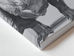 Canvas Wall Art a Black and White Pencil Sketch of a Tyrannosaurus Rex Facing