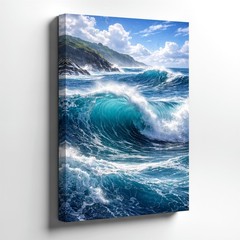 Wall Art Ocean Wave Coastal Seascape Print Blue Sea Surf Beach Home Decor Poster