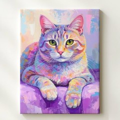 Dreamscape Pastel Cat Canvas Ethereal Multicolored Feline Art Some Creatures