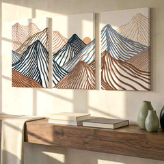 3 Pieces Abstract Mountain Landscape Earth Tones Large Wall Art for Set Of 3