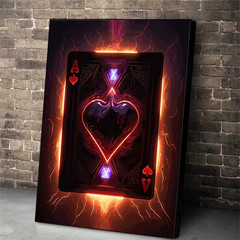 Poker Cards Neon Art Poster Canvas Printing Poker Wall Decor Card Gaming Room Ae