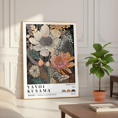 Kusama Inspired Floral Poster, Japanese Dot Botanical Wall Art Print