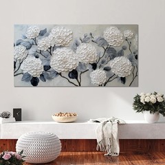 White Floral Canvas Wall Art for Bedroom Large Botanical Landscape Modern Art…