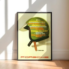 Porsche 1964 Racing Helmet Poster Wall Art Vintage Motorsport Canvas Car Decor