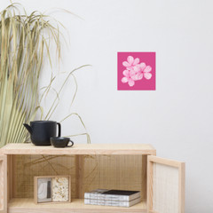 Watercolor Pink Flowers Poster 10 x 10 Inch Matte 3 Flower Bunch