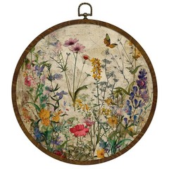 Vintage Wildflower Round Wall Art Decor, 10×10 Inch European Classical Still …