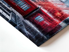 Wall Art London Big Ben Red Telephone Booth Rainy Street Cityscape Print Decor