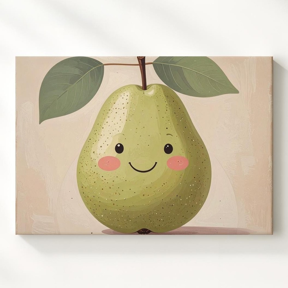 Cheerful Pear Illustration Canvasplayful Kitchen Wall Art