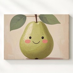 Cheerful Pear Illustration Canvasplayful Kitchen Wall Art