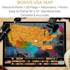 XL Scratch Off World Map with 233 Flags – 36 x 24 Scratch Off Map of The Worl…