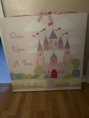 Princess castle fabric canvas print, nursery wall art, girls wall decor, shower