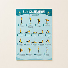 Sun Salutation Sequence C Poster Yoga Flow Chart Wall Decor | Multiple Sizes