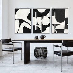 QKF Black Framed Abstract Wall Art 16″ X 24″ X 3 pieces, white black