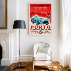 Porto Circuito Internacional – 1954 Vintage Racing Car Wall Art Poster Print