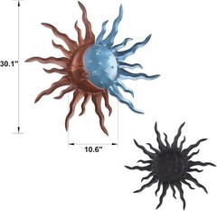 Captivating 30-Inch Sun and Moon Metal Wall Decor – Ideal Gift for Any Occasion