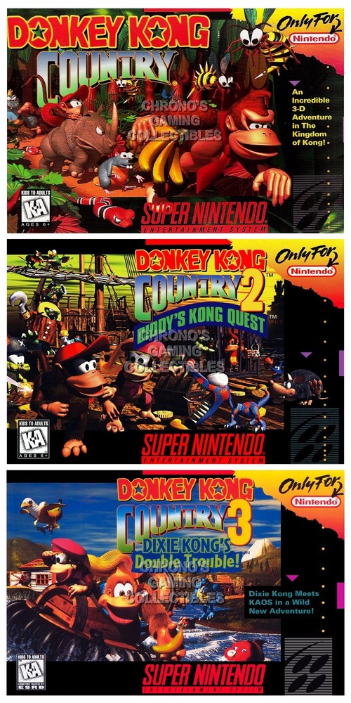 Donkey Kong Country 1 2 3 Posters SNES Premium POSTER MADE IN USA – DKYSET2