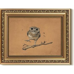 Gold Canvas Wall Art, Owl Art Print, Vintage Bird Decor, 8×10 Inch