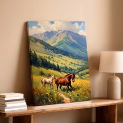 Wall Art Mountain Landscape Floral Garden Path Oil Painting Canvas Print Decor