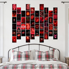 50PCS Red Neon Aesthetic Pictures Wall Collage Kit, Neon Red Photos Collections