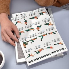 No Equipment Core Workout Poster, Abs Strength Stability Chart, Home Fitness Wal
