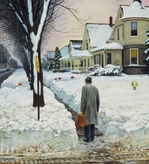John Falter : Snowball Fight : Mid-Century Americana Winter Scene Print