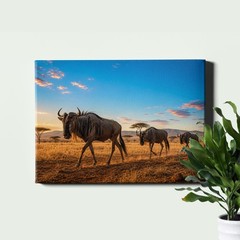 Wildebeest herd African savanna landscape Wall Art wildlife scene