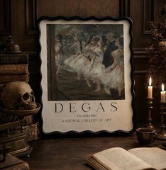 Rare Vintage Degas Ballet 1880 Framed Print Wavy Black Frame Plaque Wall Decor