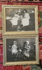 Vintage prints of old Brothel Cowtown photos framed ladies lounging in bed set