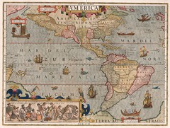1623 Map of North and South America Mercator Hondius Wall Art Poster Print Decor