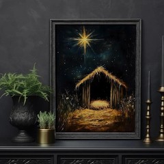 Nativity Manger Scene Canvas Print | Star of Bethlehem Christmas Wall Art