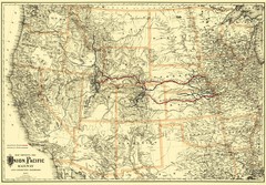 Railroad Map – Union Pacific Railway – Colton 1882 – Vintage Wall Art