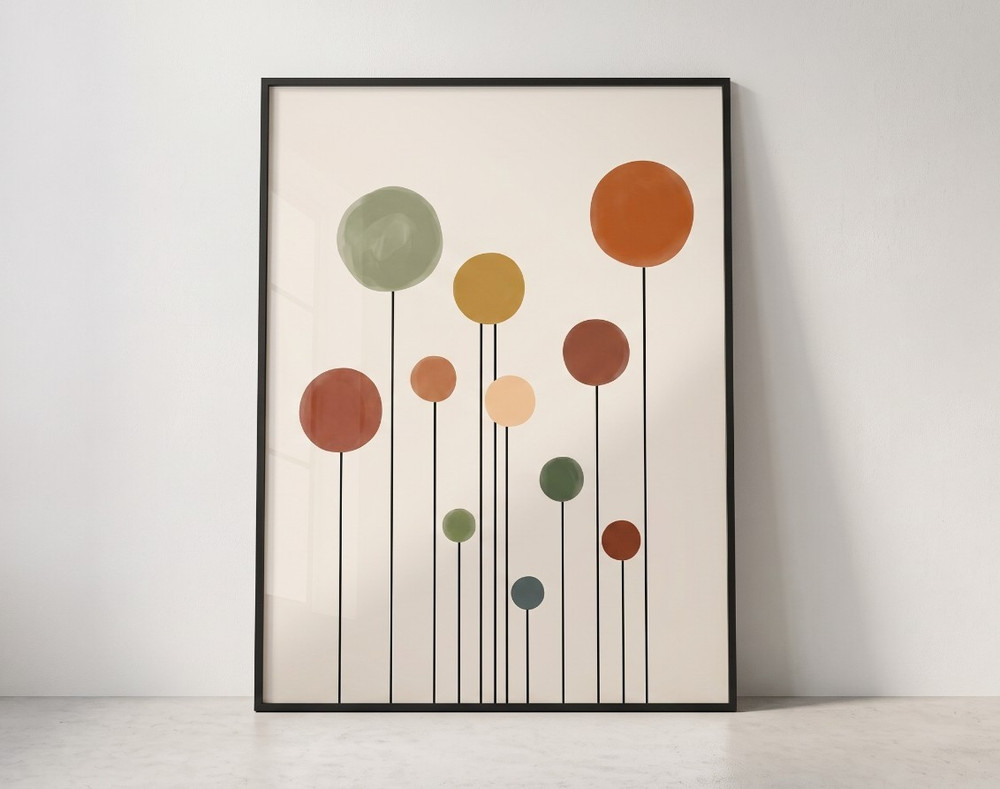 Mid Century Modern Abstract Poster Terracotta Earth Tones Wall Art Canvas Print