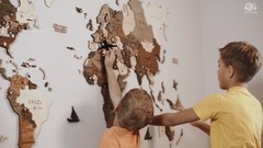 Large 3D Wooden World Map Wall Art – Travel Map with Pins for Home Decor, Gift