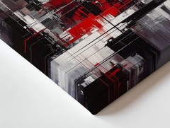 Wall Art Abstract Cityscape Canvas Dynamic Fragmented Skyline In Red & Black