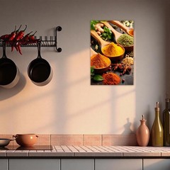 Spices Kitchen Wall Art Culinary Herbs Canvas Print Colorful Food Art Paintin…