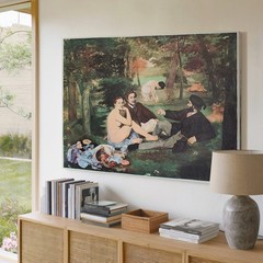 Impressionist Canvas Wall Art Picnic Scene People Relaxing in Park Landscape
